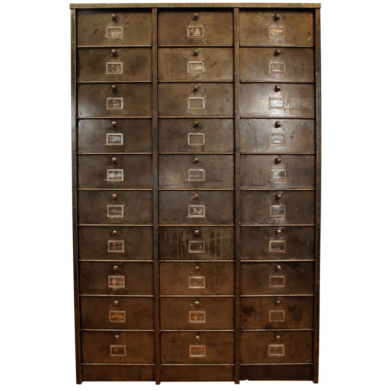 French Industrial Metal Cabinet, 30 Drawers
