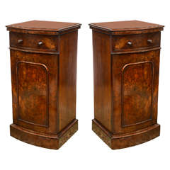 Superb 19th Century Pair of English Burr Victorian Night Stands