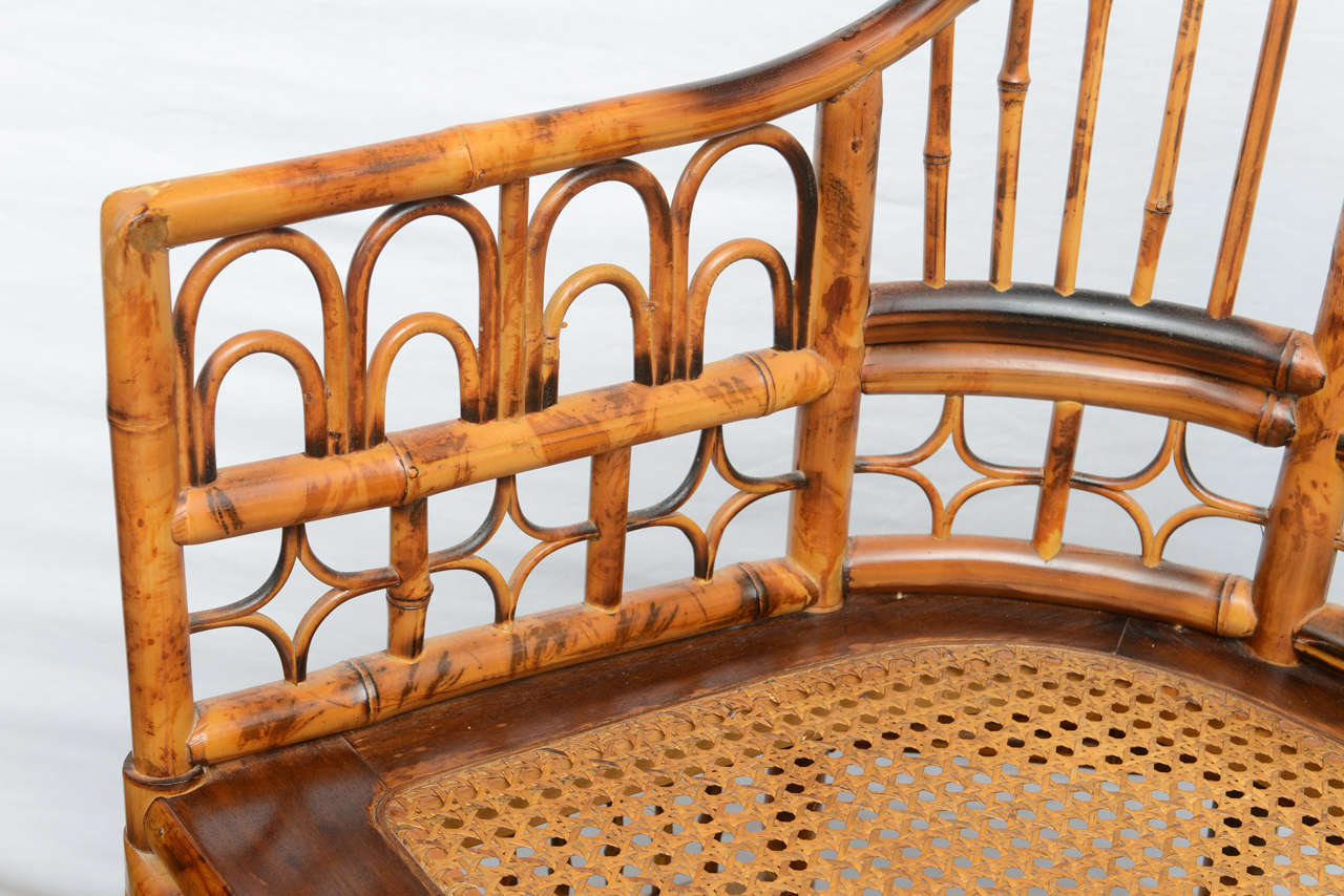 Superb Set of Four Bamboo Vintage Chinese Chippendale Chairs and Two