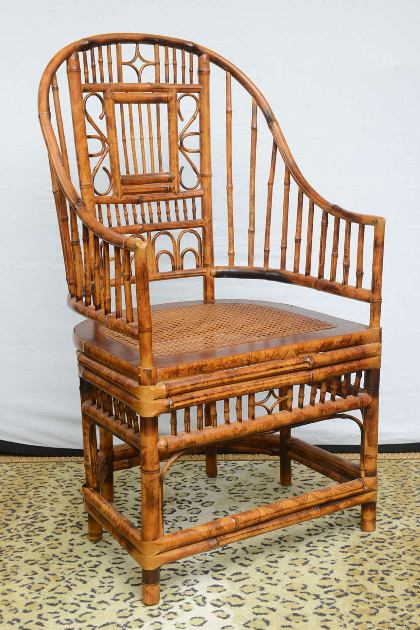 Superb Set of Four Bamboo Vintage Chinese Chippendale Chairs and Two