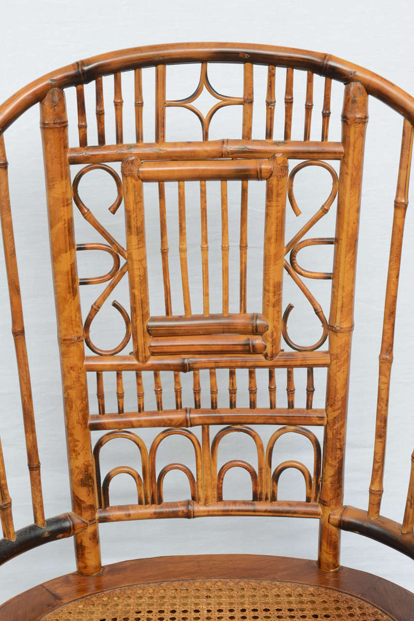 Superb Set of Four Bamboo Vintage Chinese Chippendale Chairs and Two
