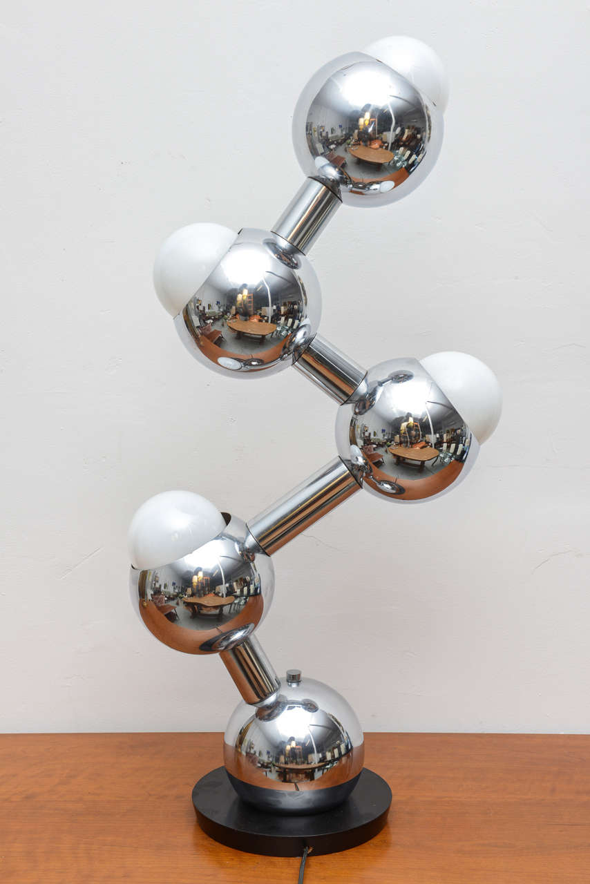 Chrome Robert Sonneman Atomic Table Lamp, 1950s, USA For Sale