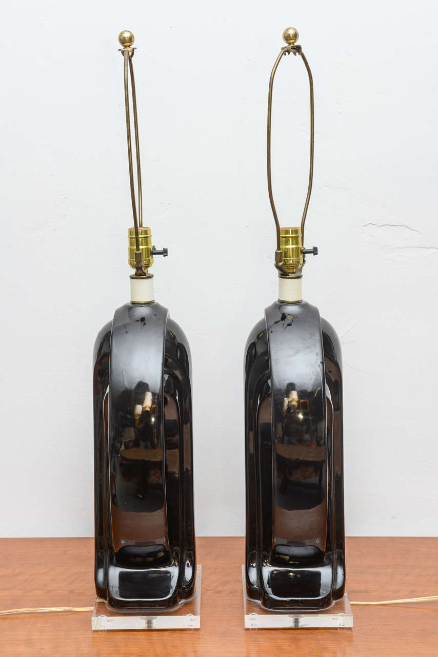 American Ceramic and Lucite lamps, USA, 1950s For Sale