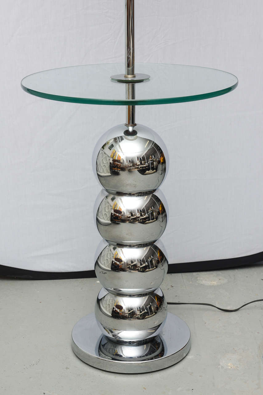 American Chrome Floor lamp/table by Robert Sonneman--1960s USA For Sale