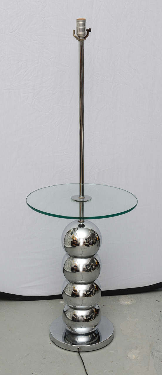 Mid-20th Century Chrome Floor lamp/table by Robert Sonneman--1960s USA For Sale