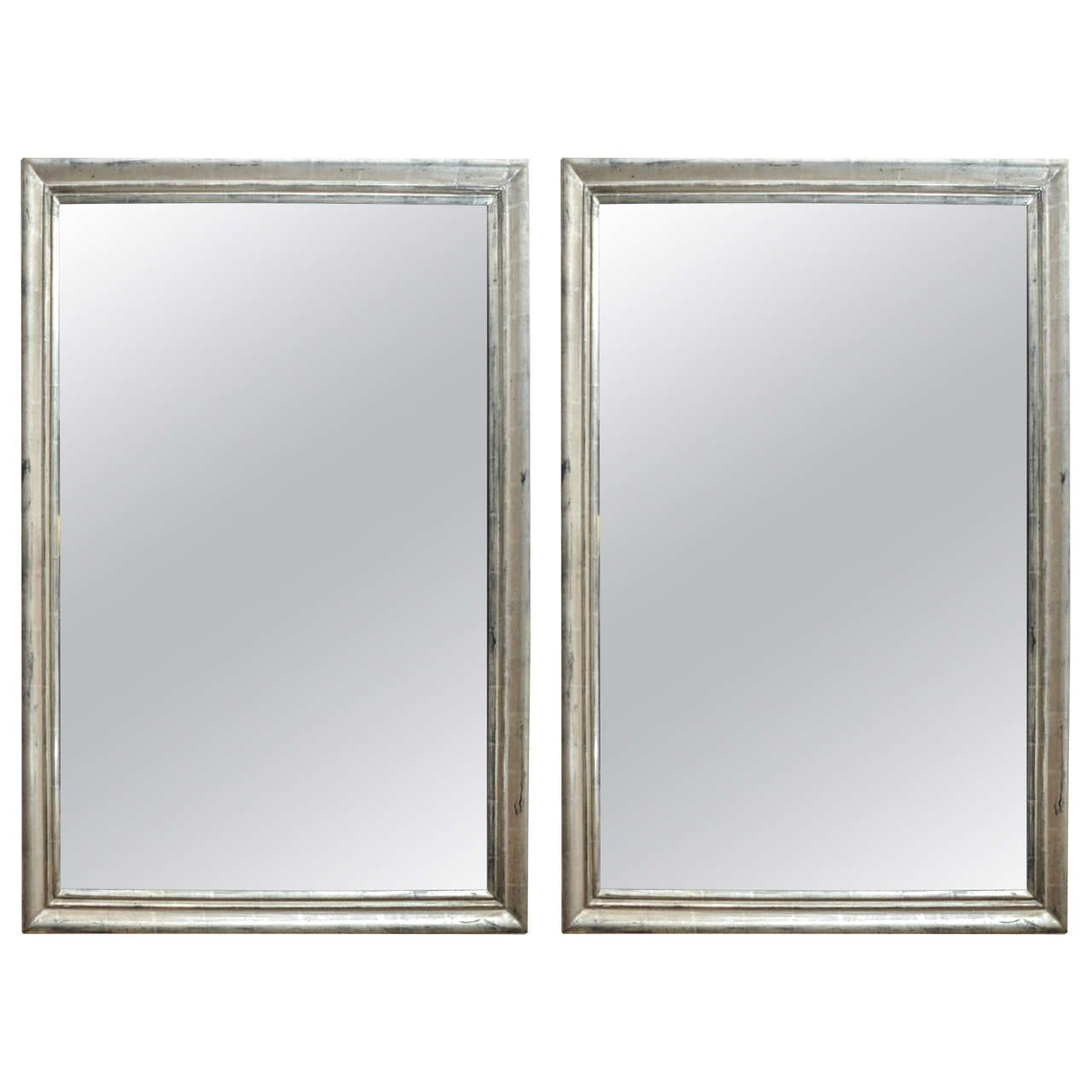Pair of 19th Century Italian Silver Giltwood Mirrors For Sale