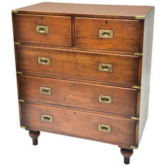 19th Century Mahogany Campaign Chest of Drawers 10
