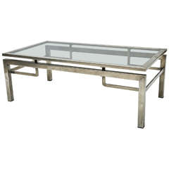 Mid-Century Modern French Guy Lefevre Chrome Coffee Table
