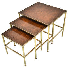 Antique 1920s French Brass Nesting Tables