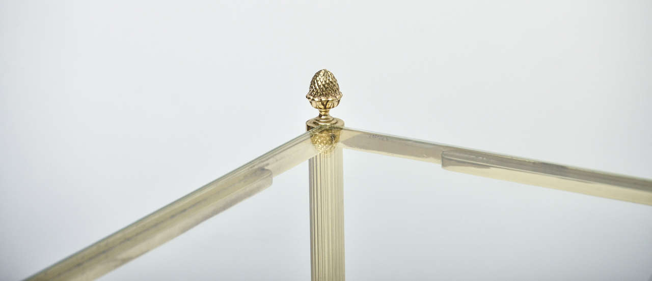 Mid-20th Century Mid-Century Modern French Brass and Glass Two-Tier Coffee Table