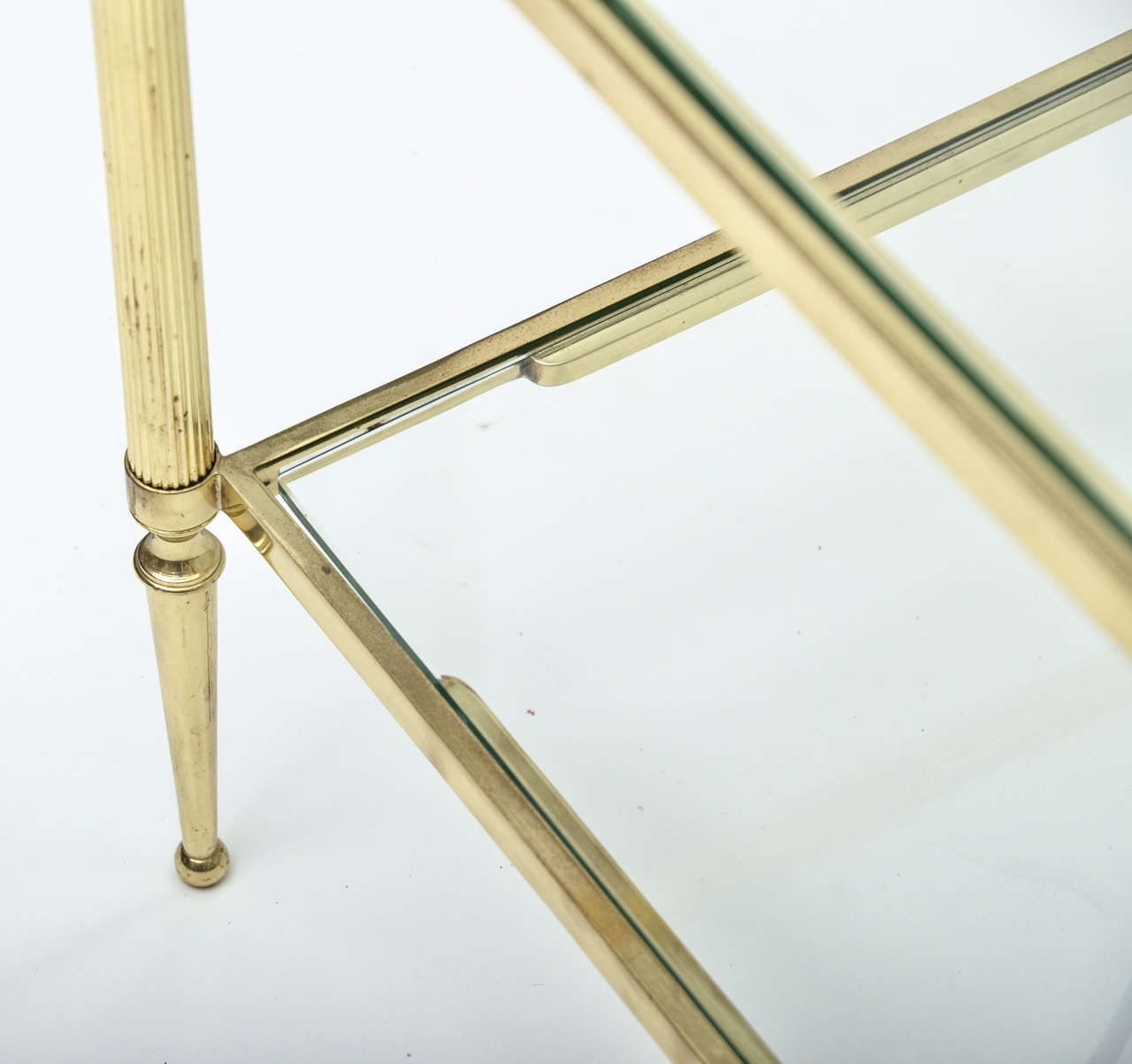 Mid-Century Modern French Brass and Glass Two-Tier Coffee Table 1