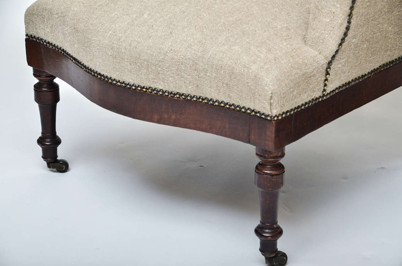 Linen Pair of 19th Century English Upholstered Armchairs