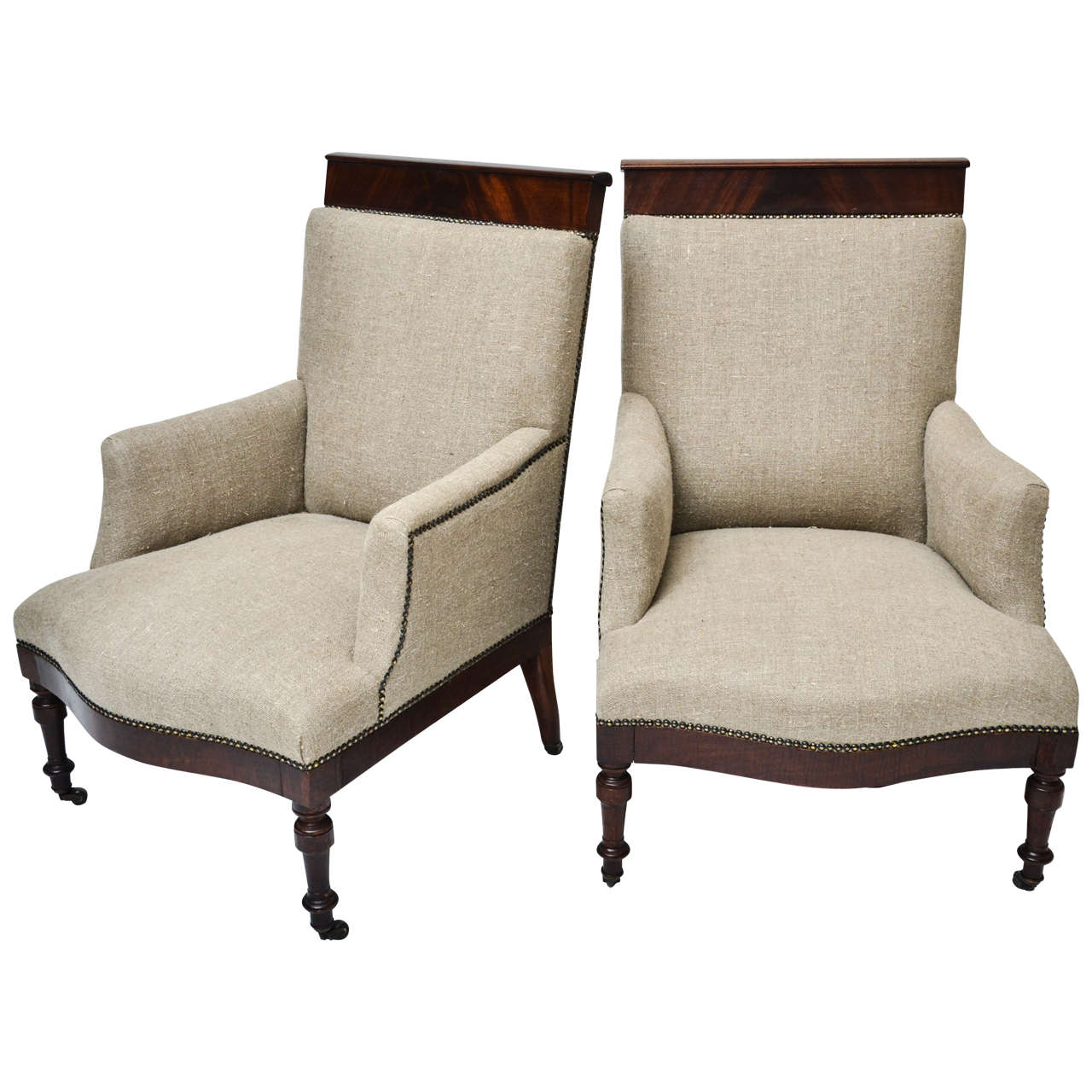 Pair of 19th Century English Upholstered Armchairs