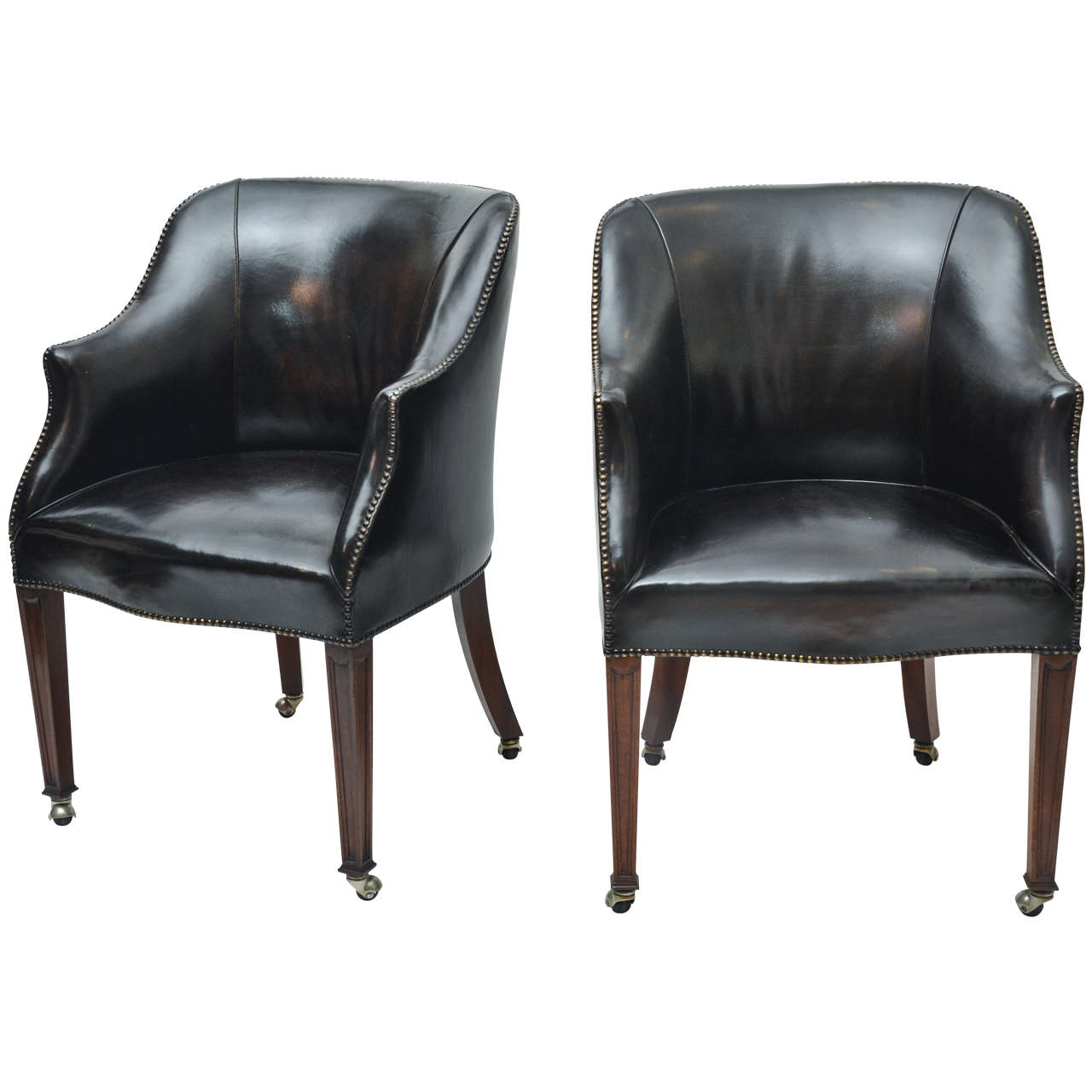 Pair of 1940s Leather Upholstered Armchairs from London's Carlton Club For Sale
