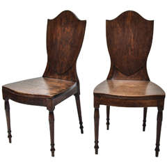 Pair of Early 19th Century Regency Oak Hall Chairs