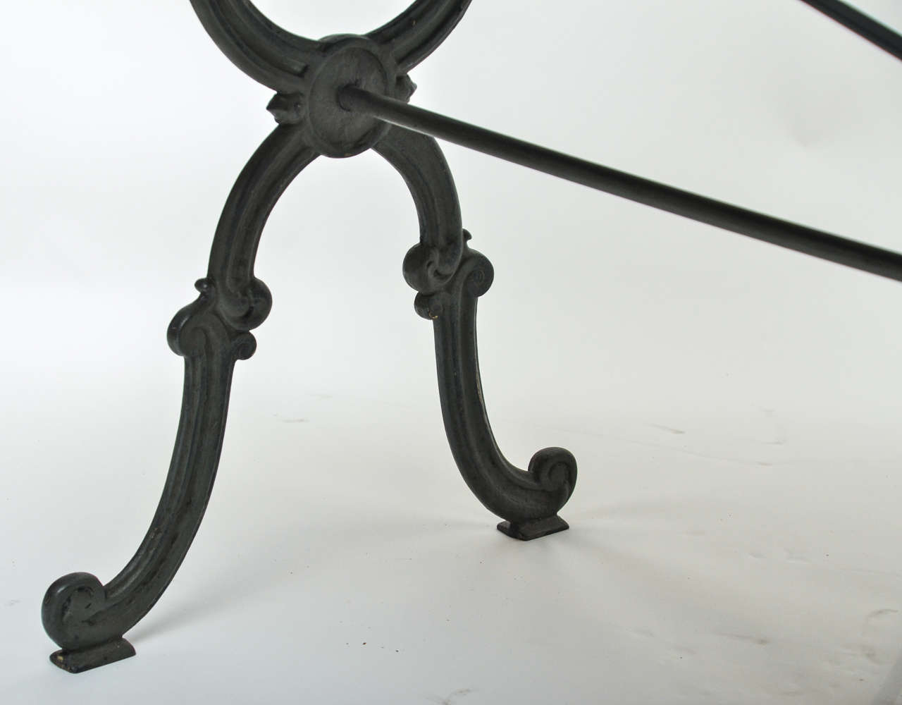 19th Century Cast Iron Base Writing or Dining Table with New Antiqued Zinc Top In Good Condition In East Hampton, NY
