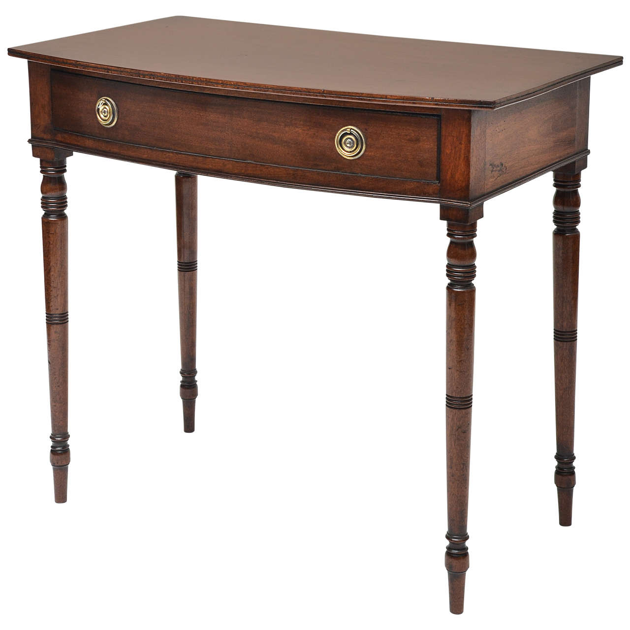 Early 19th Century English Regency, Mahogany Bow-Front Side Table