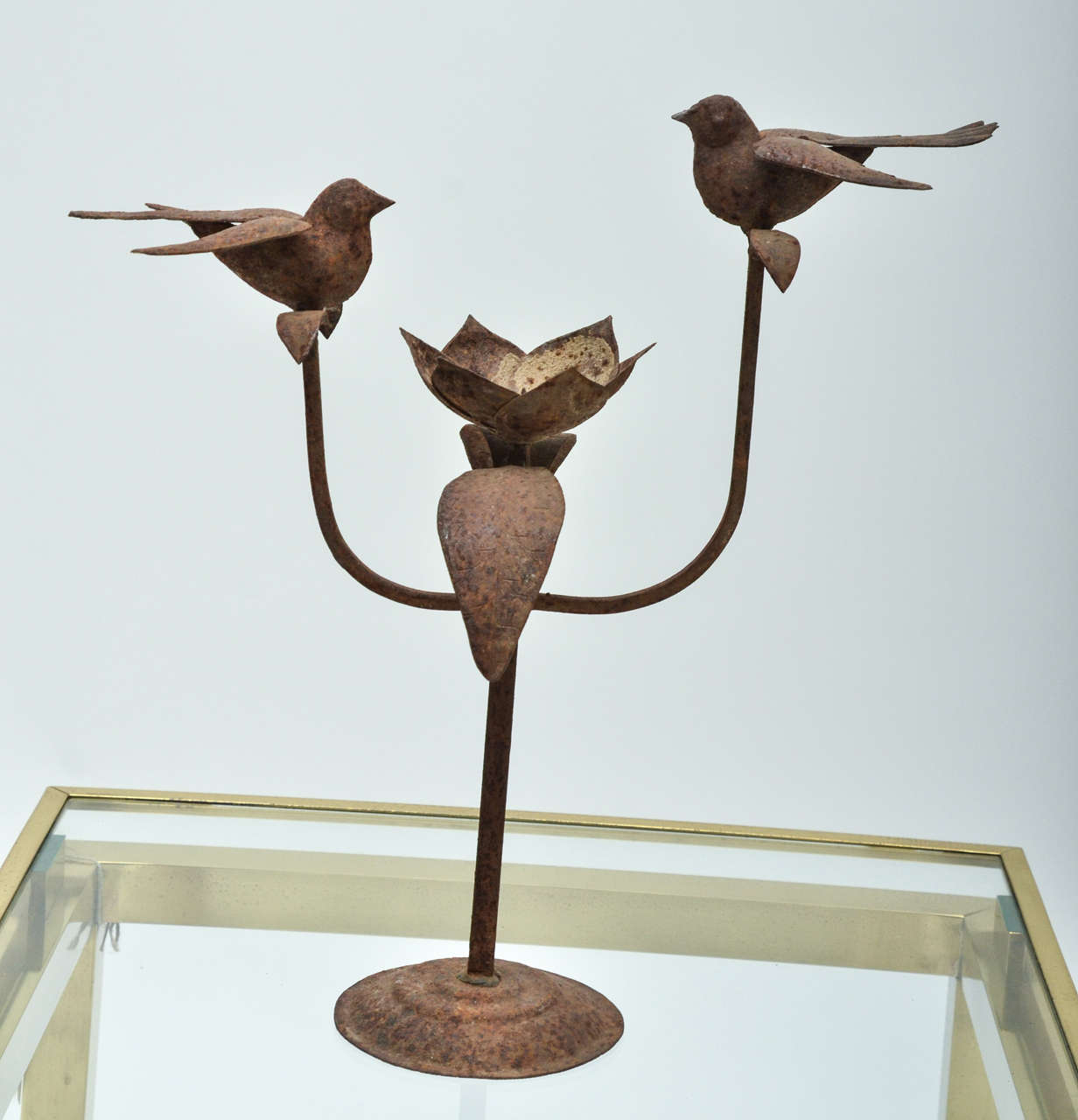 Pair of Anglo-Indian Iron Candleholders In Fair Condition In East Hampton, NY