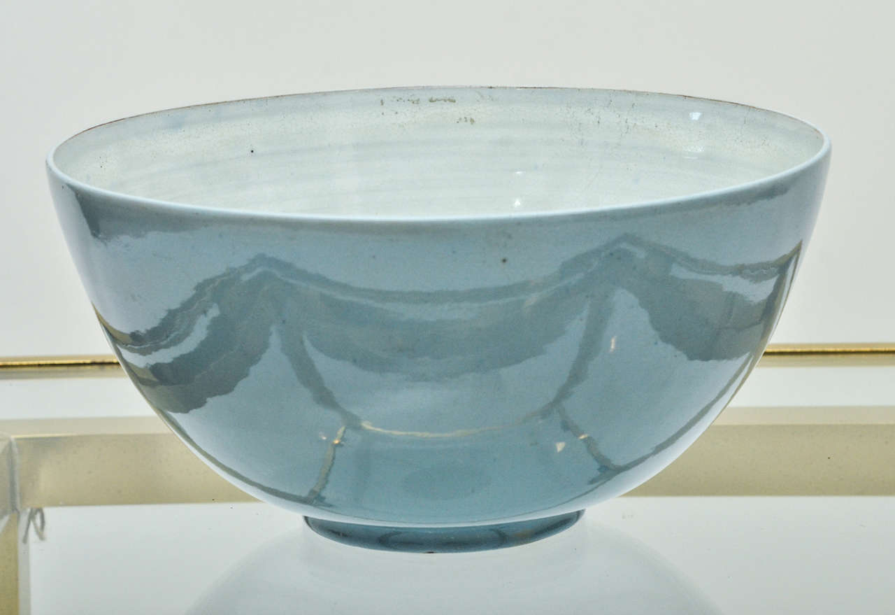 A 1920s Dutch robin's egg blue artist's pottery bowl.