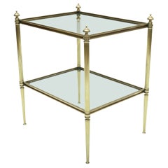 Mid-Century Modern French Maison Jansen Brass and Glass Side Table