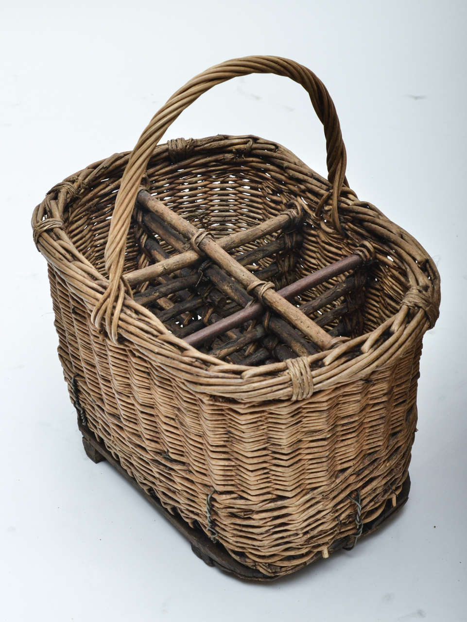 Folk Art Pair of 1920s French Wicker Wine Baskets