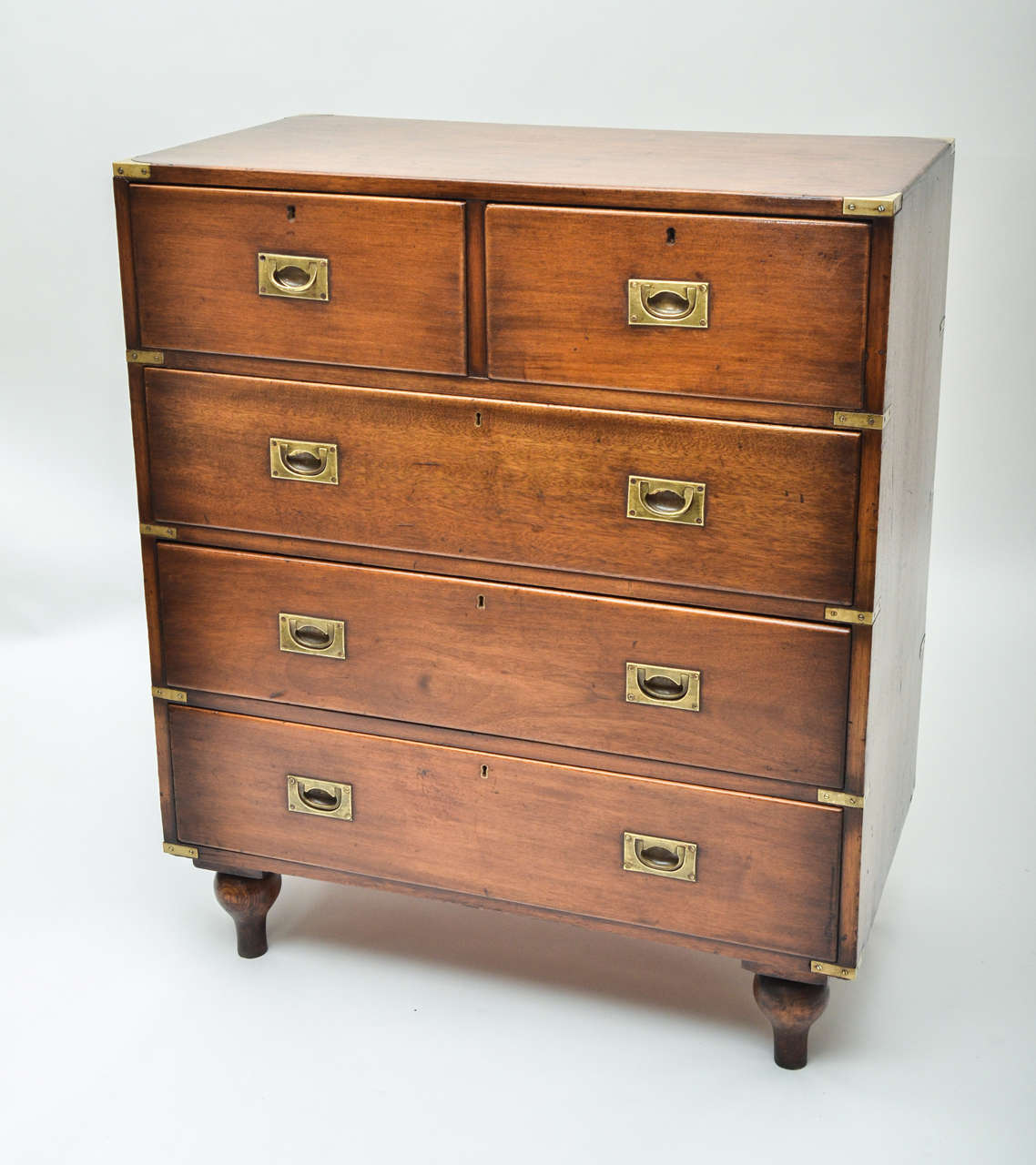 19th Century Mahogany Campaign Chest of Drawers at 1stdibs