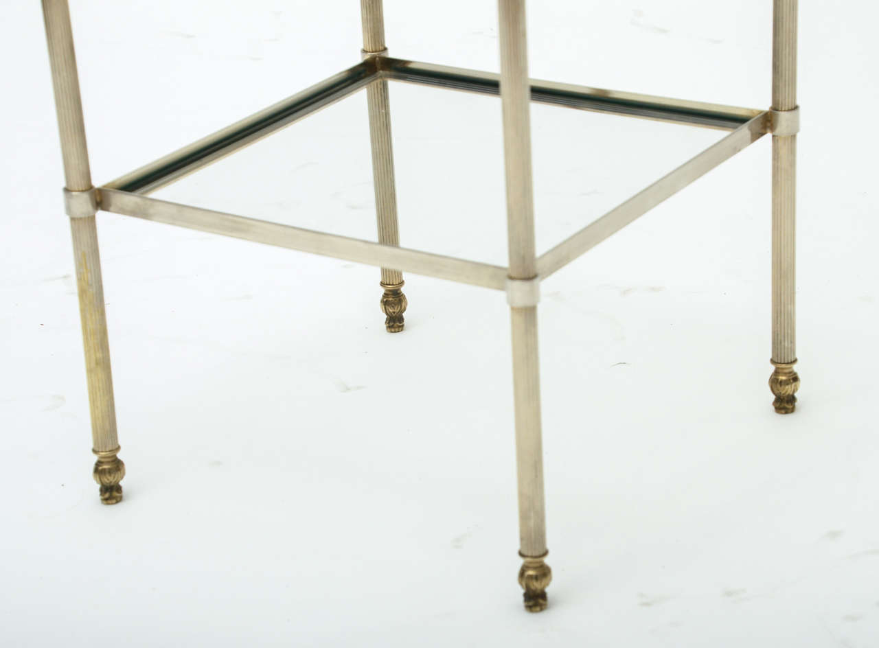 MidCentury Modern Pair of French Brass and Glass Side Tables For Sale
