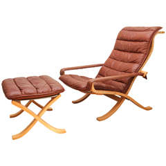 Westnofa Siesta chair and ottoman designed by Ingmar Relling.