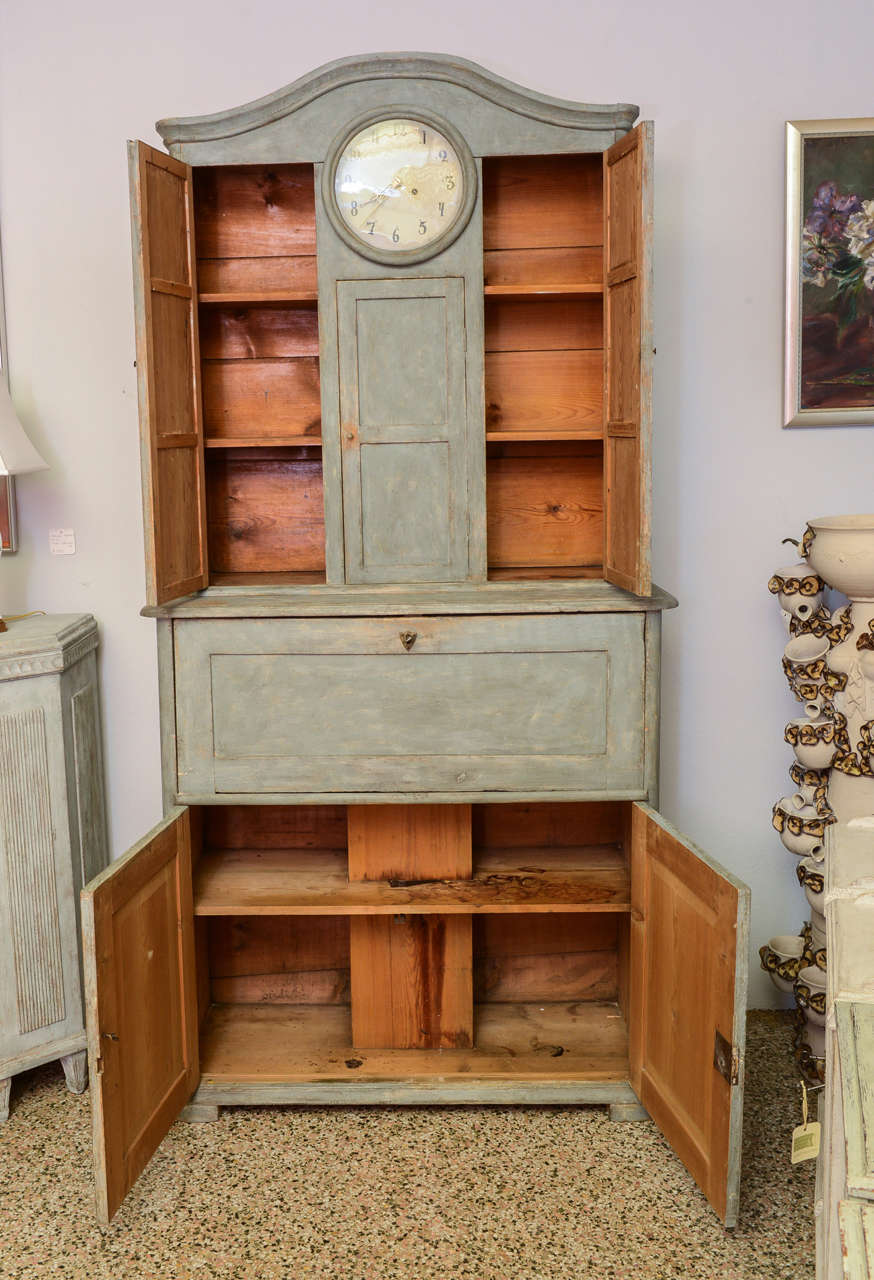 Early 19th Century Antique Swedish Clock Secretary In Good Condition In West Palm Beach, FL