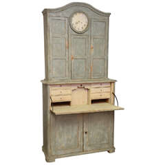 Early 19th Century Antique Swedish Clock Secretary