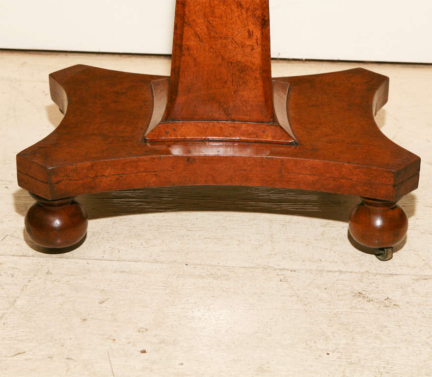 English Victorian Burlwood Pedestal Table