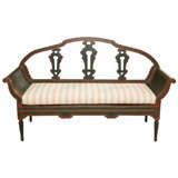 French Provincial Green 
Red Painted Bench
