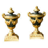 A fine pair Gilt and Patinated Bronze Louis XVI  Cassolette Urns