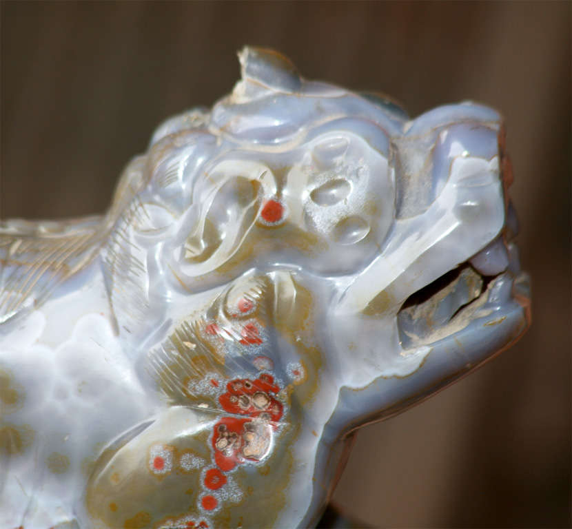 Large Chinese19th Century Carved Agate Foo Dog 1