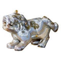 Large Chinese19th Century Carved Agate Foo Dog 11