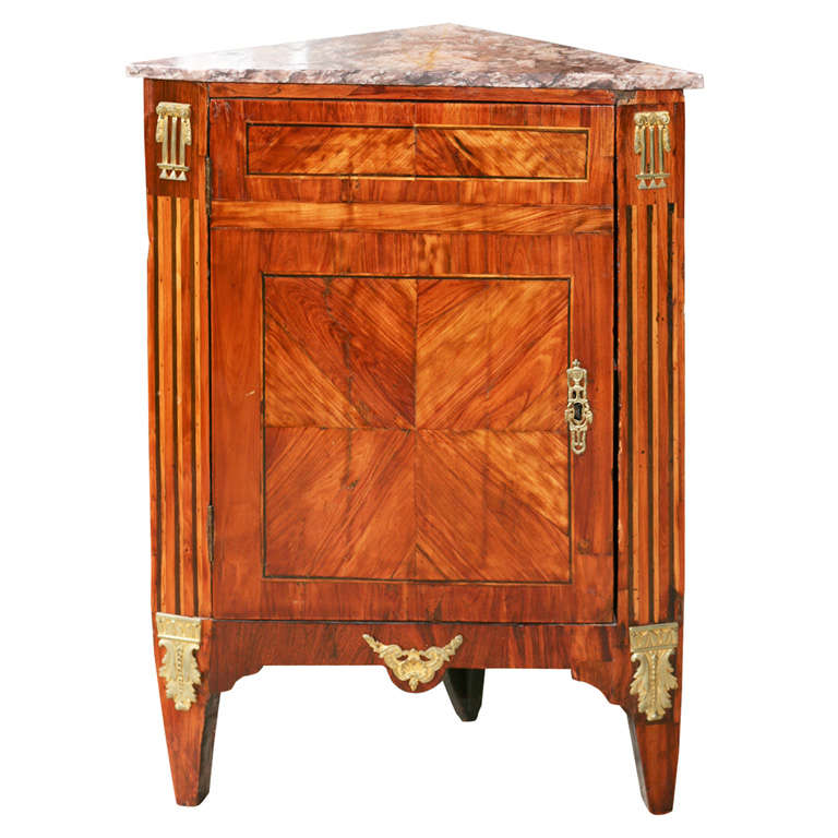 a period louis xvi small marble top corner cabinet for sale at 1stdibs