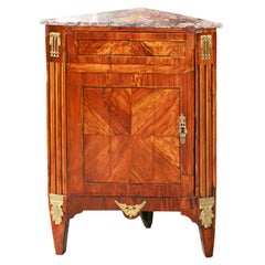 Used  Period Louis XVI Small Marble Top Corner Cabinet