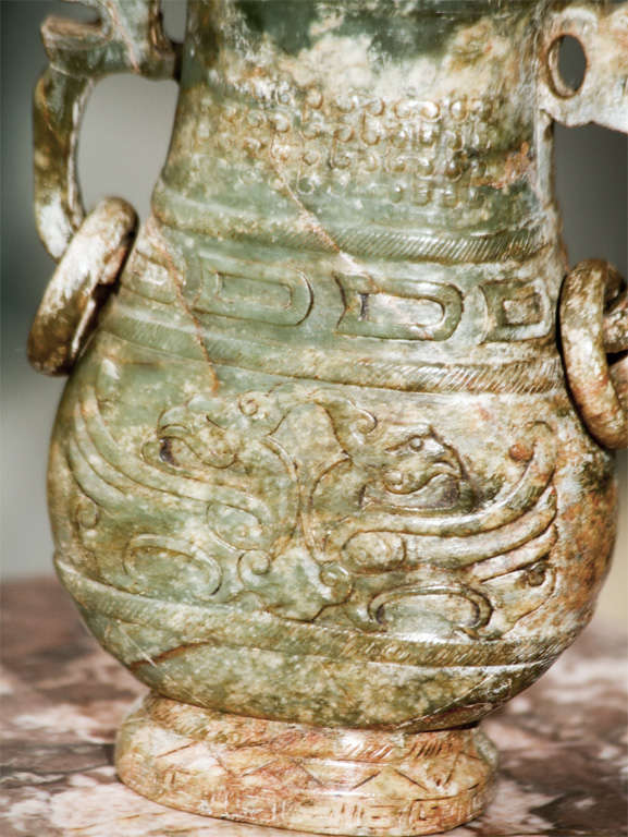 A Chinese Carved Jade Vase with Loose Ring Handles at 1stDibs chinese