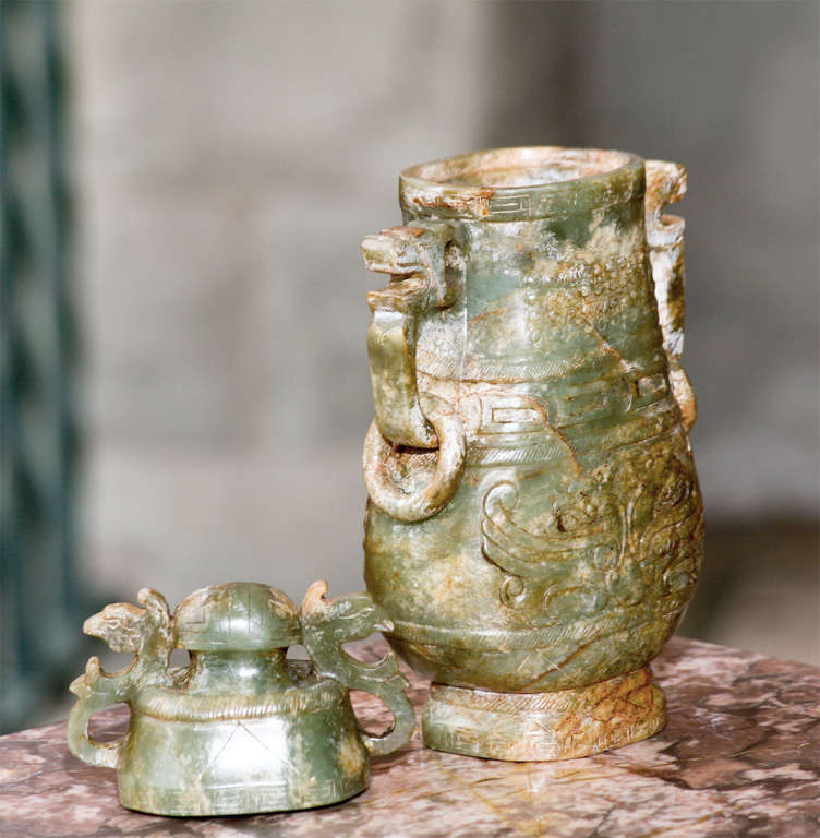 A Chinese Carved Jade Vase with Loose Ring Handles at 1stDibs chinese