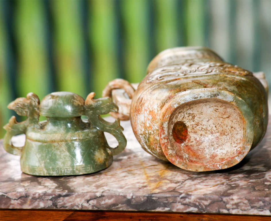 A Chinese Carved Jade Vase with Loose Ring Handles at 1stDibs chinese
