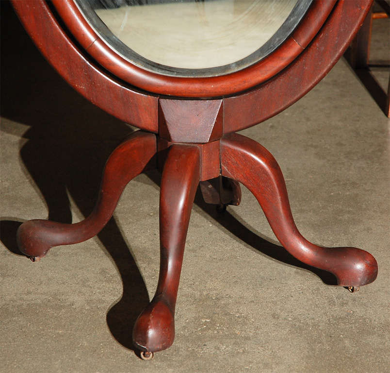 Carved American Cheval Mirror on Cabriole Legs