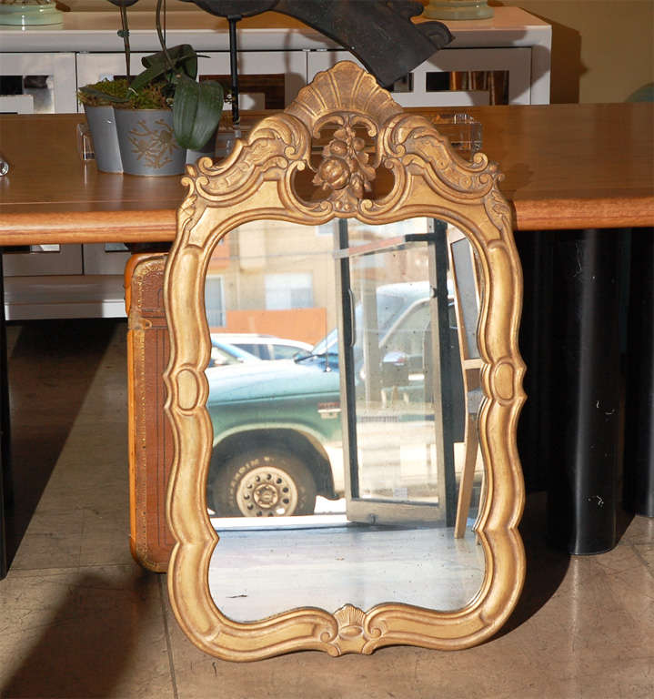 FRENCH 1920'S ROCOCO STYLE HAND CARVED WOOD MIRROR.