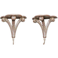 Pair of Silver Leaf Wall Brackets 6