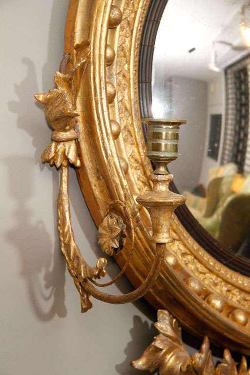 Regency Giltwood Convex Mirror For Sale at 1stDibs