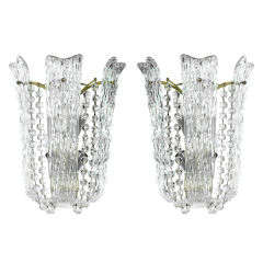 Pair of Kalmar Glass and Crystal Sconces