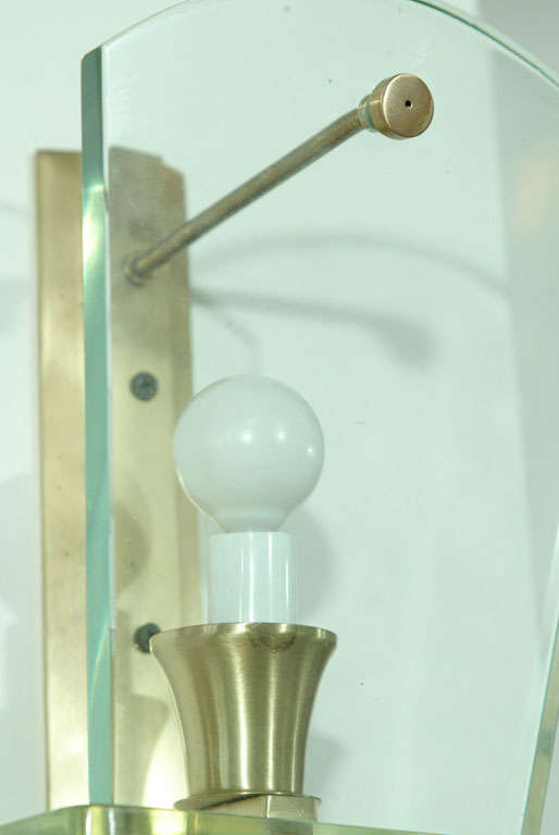 Pair of Italian Glass Sconces in the Manner of Fontana Arte 1