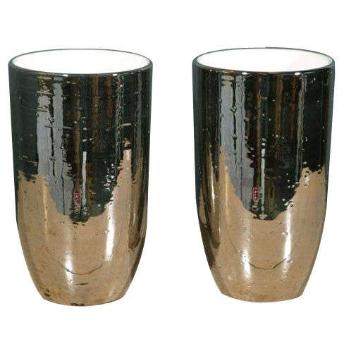 A Pair of Bitossi Ceramic Vases with Mercury Glass Glaze