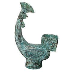 French Glazed Ceramic Rooster Vase French Glazed Ceramic Rooster Vase