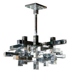 Lustre moderniste géométrique chromé à dix lumières par Sciolari