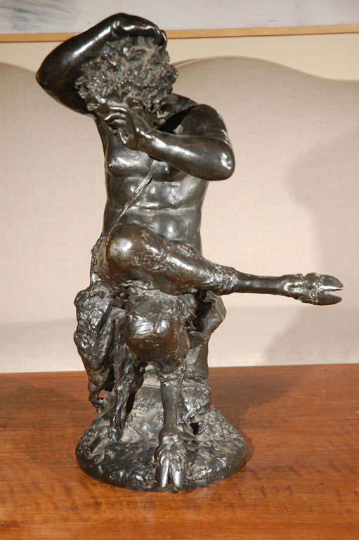 Cast bronze sculpture of a yawning Satyr  after the original by important French sculptor, Claude Michel Clodion (1738-1814).

According to artnet:

Claude Michel Clodion was a French Rococo sculptor. Noted for his versatility as an artist and for
